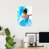 Poster Belle jeune Ballerina en bleu (Bureau à domicile)