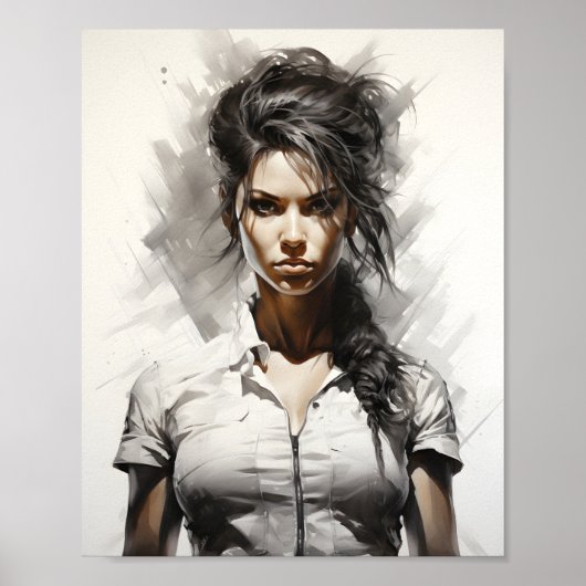 Poster Belle Jeune Femme Unique Art Féminin (Devant)