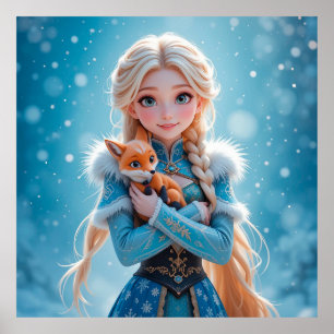 Poster Belle jeune fille de neige