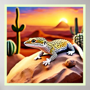 Poster Belle léopard du désert Gecko Design