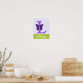 Poster Belle lettre papillon Art initial Imprimer (Cuisine)