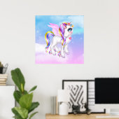 Poster Belle licorne avec Rainbow Mane & Tail (Bureau à domicile)