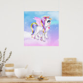 Poster Belle licorne avec Rainbow Mane & Tail (Cuisine)