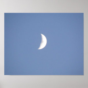 Poster Belle Lune Croissante Cireuse Imprimée en Plein Jo