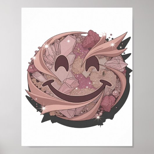 Poster Belle LUNE SMILEY Rose Design Moderne (Devant)