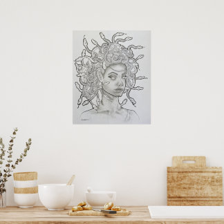 Poster Belle main dessinée Medusa
