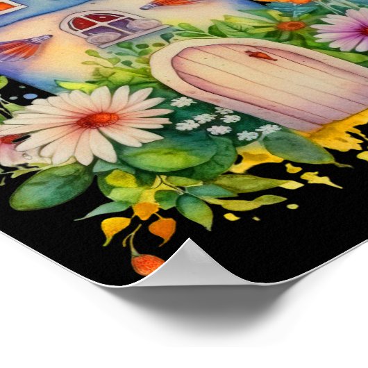 Poster Belle Maison Florale (Coin)