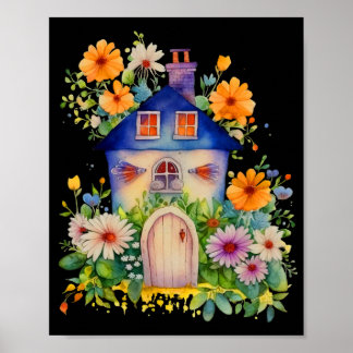 Poster Belle Maison Florale