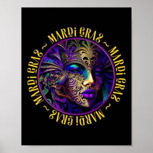 Poster Belle Mardi Gras Femme En Masque Mardi Gras