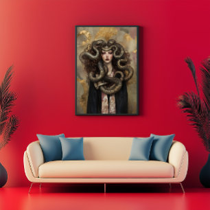 Poster Belle Méduse - Portrait Art Nouveau grec 02