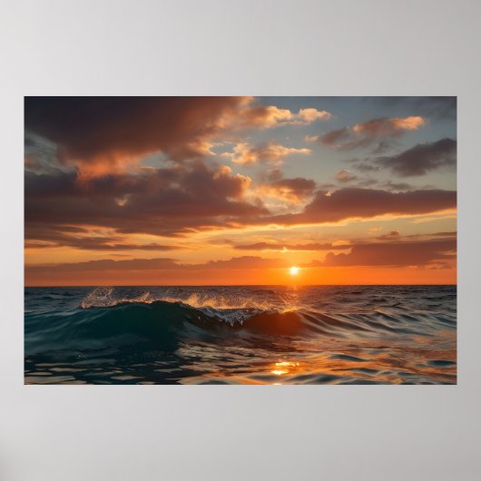 Poster Belle mer au coucher du soleil (Devant)