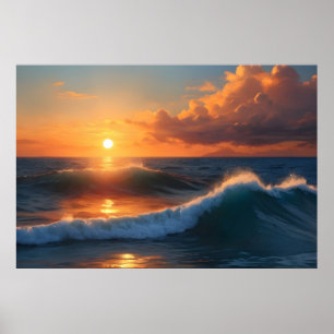 Poster Belle mer au coucher du soleil