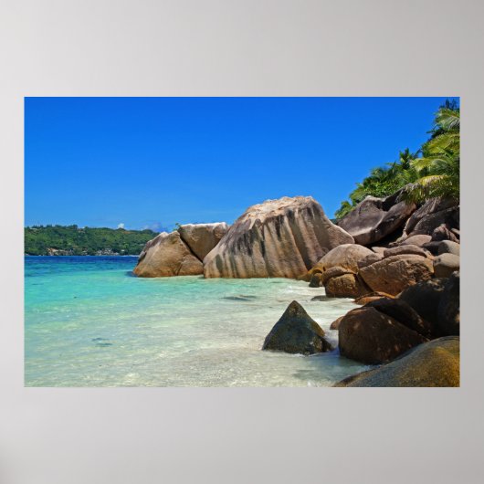 Poster Belle Mer Tropicale avec Côte Rocheuse Couverte (Devant)