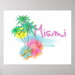 Poster Belle Miami, Floride, Palms
