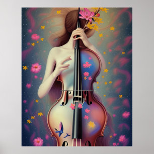 Poster Belle musique de fleurs Art Nouveau