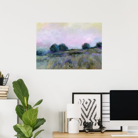 Poster Belle nature Bleu Purple Meadow Paysage Art (Bureau à domicile)