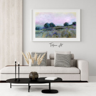 Poster Belle nature Bleu Purple Meadow Paysage Art