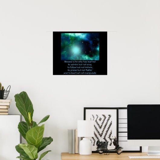 Poster Belle Nebula verte avec citation (Bureau à domicile)