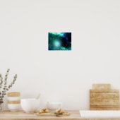 Poster Belle Nebula verte remplie d'étoiles (Cuisine)