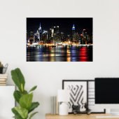 Poster Belle New York Night Lights Reflecting River (Bureau à domicile)