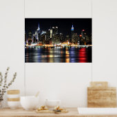 Poster Belle New York Night Lights Reflecting River (Cuisine)