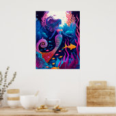 Poster Belle nymphe de la mer de sirène (Cuisine)