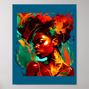 Poster Belle œuvre d'art noire femme afro-américaine