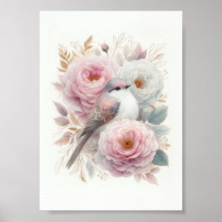 Poster Belle  Oiseau & Art de Roses