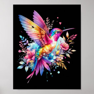 Poster Belle Oreille-Colibri Florale Spirituelle Cravate-