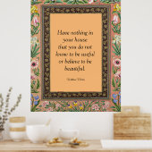 Poster Belle ou utile, citations de William Morris, (Cuisine)