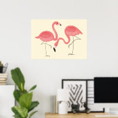 Poster Belle Paire Rose De Flamants roses Illustration (Bureau à domicile)
