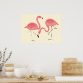 Poster Belle Paire Rose De Flamants roses Illustration (Cuisine)