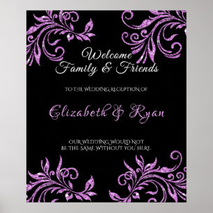 Poster Belle Parties scintillant rose tourbillons Mariage