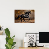 Poster Belle peinture à l'huile de cheval noir (Bureau à domicile)