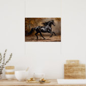 Poster Belle peinture à l'huile de cheval noir (Cuisine)