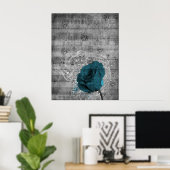 Poster Belle peinture bleu rose antique splatter music (Bureau à domicile)