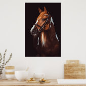 Poster Belle peinture Brown Cheval Portrait Photo (Cuisine)