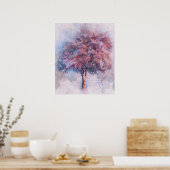 Poster belle peinture d'aquarelle de cerisier fleuri (Cuisine)