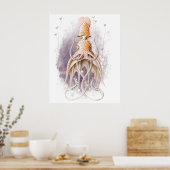 Poster Belle peinture de calmar Earnst Haeckel variation (Cuisine)