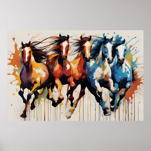 Poster Belle peinture de chevaux (Devant)