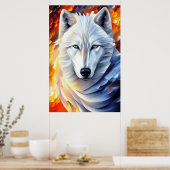 Poster Belle peinture de loup blanc (Cuisine)