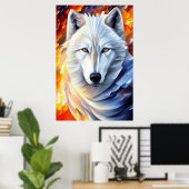 Poster Belle peinture de loup blanc (Bureau à domicile)