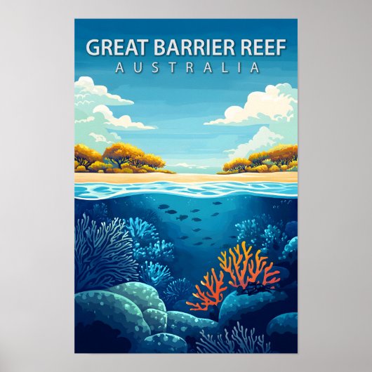 Poster Belle Place Great Barrier Reef Ausie Travel (Devant)