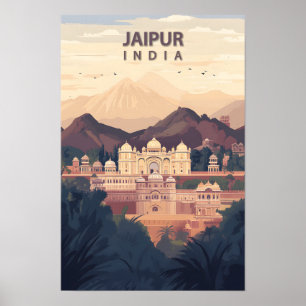 Poster Belle Place Jaipur Inde Illustration Voyage