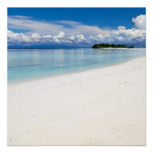 Poster Belle plage de sable blanc et océan turquoise