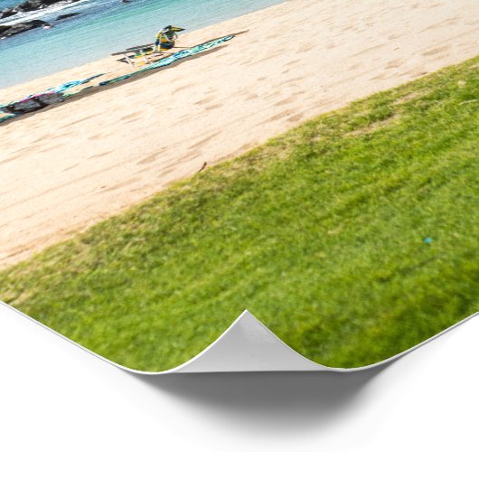 Poster Belle plage Hawaii | Sun Sand & Green Paradise (Coin)