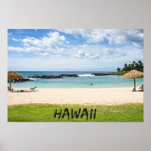 Poster Belle plage Hawaii | Sun Sand & Green Paradise (Devant)
