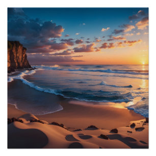 Poster Belle Plage Paysage Rocheux