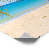 Poster Belle plage tropicale avec bateau à rames (Coin)