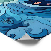 Poster Belle plage vagues océaniques (Coin)